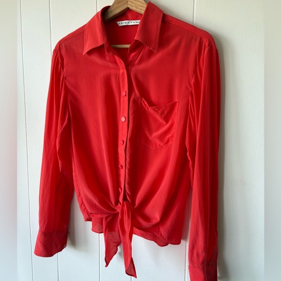 Trina Turk 100% Silk Button-Up Blouse | Size Small - Picture 3 of 8